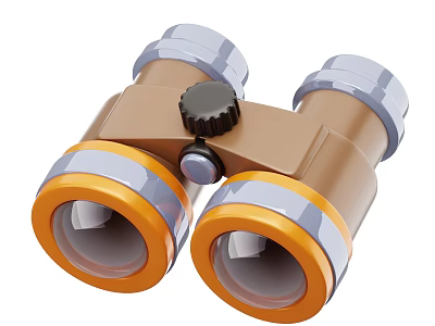 Industrial Grade Binoculars With Brown Body Orange Gray Lens Edges And Black Central Knob 3d model