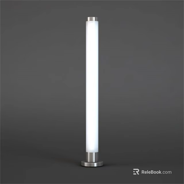 Modern Floor Lamp with Cylindrical White Shade and Metal Base in Minimalist Design 3d model 