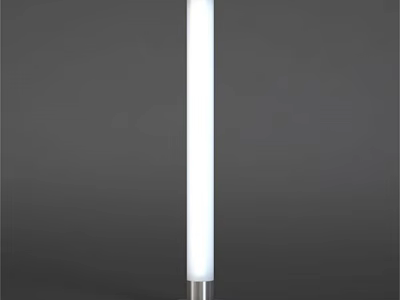 Modern Floor Lamp with Cylindrical White Shade and Metal Base in Minimalist Design 3d model