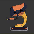 Colorful Robot Design Featuring Orange Blue Body Green Eyes And Yellow Mechanical Arms With Tracks