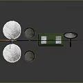 Fishing Gear Collection With Rod Landing Net Buckets And Green Tackle Box