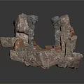 Natural Rock Formation Structure With Stacked Gray Brown Stones And Hollow Space