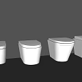 Four White Modern Toilets Arranged Against Gray Wall For Bathroom