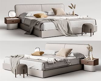 Modern Double Bed 3d model