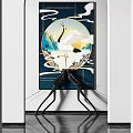 Modern Art Gallery Interior With Arched Doorways And Hanging Paintings On Walls