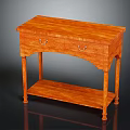 Wooden Console Table With Classic Design Two Drawers Lower Shelf And Turned Legs
