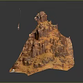 Orange Rocky Terrain With Jagged Peaks Deep Valleys And Textured Surface