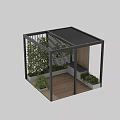 Modern Garden Feature Design With Slatted Screens Lush Green Plants Wooden Bench And Decking