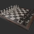 Classic Chess Set With Black And White Pieces On Wooden Frame Chessboard
