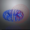 Abstract 3D Geometric Mesh Structure With Blue and Red Coiled Lines and Spiral Forms 3d model