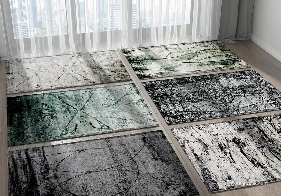 Square Rugs With Textured Patterns For Modern Indoor Living Space Decor 3d model 