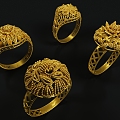 Jewelry Ring Gold Ring Curly 3d model