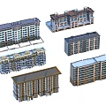 Various Modern Residential Buildings with Different Architectural Designs in 3d model