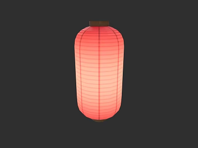 Vibrant Traditional Red Paper Lantern With Striped Design On Dark Background 3d model