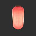 Vibrant Traditional Red Paper Lantern With Striped Design On Dark Background