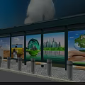 Modern Station With Large Glass Windows Showing Cityscape Eco Friendly Posters Seats And Charging Stations
