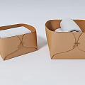 Practical Brown Storage Boxes With Knot Design Holding White Towels 3d model