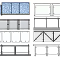 Various Modern Fence Designs With Metal Frames Glass Panels And Structural Elements 3d model