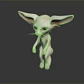 3D Rendered Fennec Fox Character With Large Ears Standing On Gray Background
