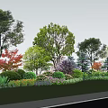 Beautiful Flowers and Plants in Lush Garden with Tall Trees Colorful Shrubs and Green Lawn
