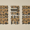 Three Piece Modern Geometric Wall Decor With Black And Gold Intricate Patterns