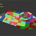 Colorful Mosaic Floor Design With Stone Circular Well And Rectangular Trough