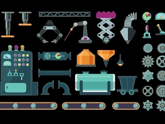 Modern Industrial Intelligent Robot Arm Workshop Equipment Silhouette 3d model