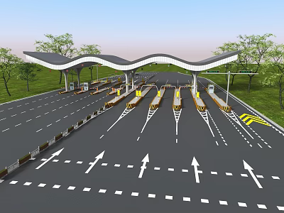 Modern high-speed toll station toll station 3d model