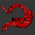 Red Futuristic Aerospace Craft with Winged Structure Legs and Yellow Accents in Space Exploration Concept
