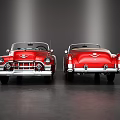 Red Classic Convertible Car With Sleek Body Lines And Chrome Wheels On Dark Background