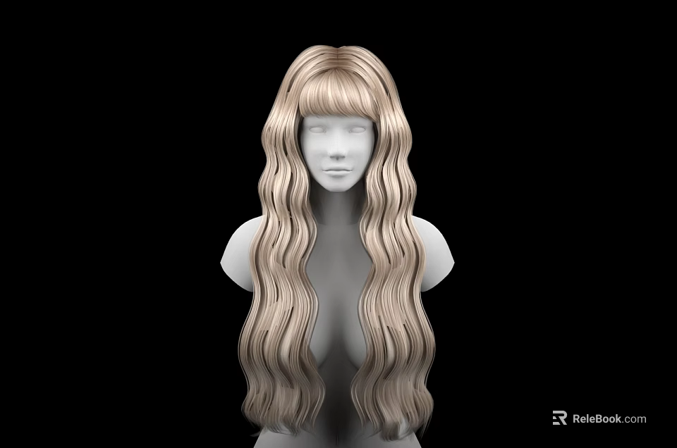 Female Game and Movie Character with Long Blonde Curly Hair Design 3d model 