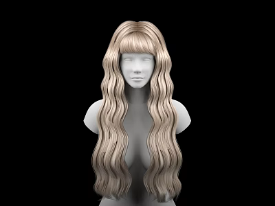 Female Game and Movie Character with Long Blonde Curly Hair Design 3d model