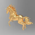 Golden Horse Decorative Ornament Set Featuring Dynamic Running Pose for Home Decor