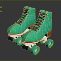 Green High Top Roller Skates With Black Laces And Green Wheels For Daily Use