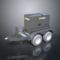 Gray Trailer Mounted Genset Generator With Two Wheels And Yellow Details 3d model