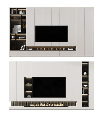 Modern TV background wall 3d model