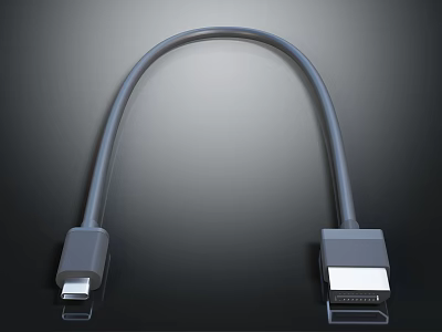 Gray Data Cable with Lightning and HDMI Connectors for Electronic Devices 3d model