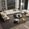 Modern Sofa and Coffee Table Set with Armchairs Floor Lamp Decorative Painting and Rug