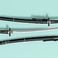 Traditional Japanese Katana Weapon with Sheath Unsheathed Sharp Blade and Decorative Handle