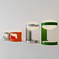 Modern Minimalist Table Lamps with Orange Green Silver Bases and Circular Dome Shades