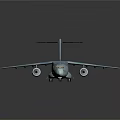 Light Blue Camouflage Passenger Airplane With Four Engines Red Emblems On Wings And Tail Design