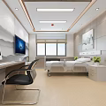 Modern Hospital Room Interior With Medical Bed TV Decorative Painting And Nightstand