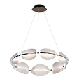Modern Circular Chandelier With White Translucent Shades And Silver Metallic Frame 3d model