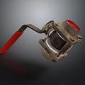 Industrial Metal Valve With Red Handle And Connection Port For Pipeline Control Equipment