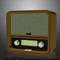 Vintage Radio Design With Orange Case Green Grill Panel Display Screen And Knobs