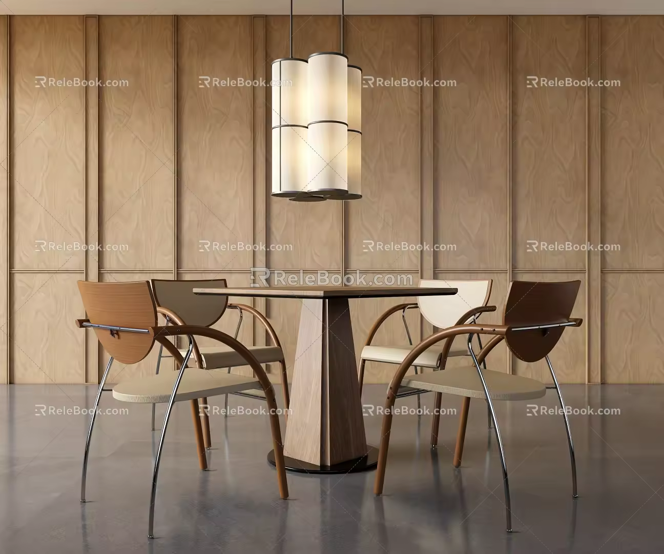 Casual Table and Chair Combination Hotel Dining Table and Chair Combination 3d model