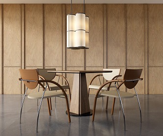 Casual Table and Chair Combination Hotel Dining Table and Chair Combination 3d model