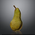 Single Juicy Ripe Organic Yellow Pear With Brown Spots On Gray Background