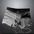 Men's Gray Trunks Underwear with Black Waistband and White Logo Design