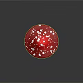 Whimsical Cartoon Scene With Red Mushroom White Spots White Stem And Small House